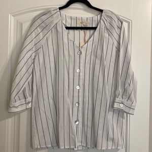 White striped blouse. NWT. Boutique brand!